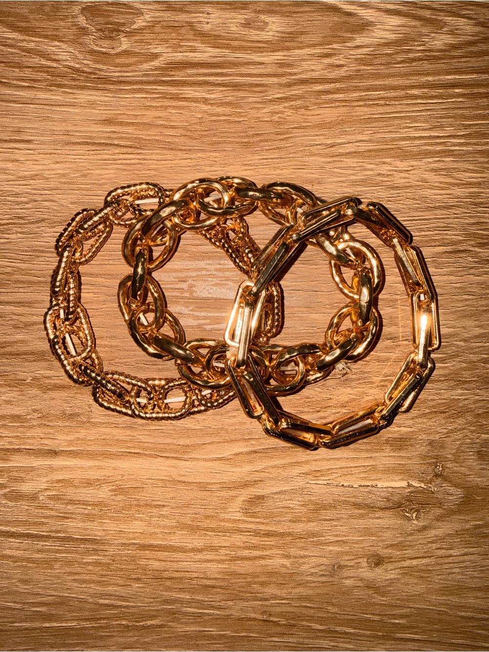 Gold Tone Link Bracelet Set - Women Jewelry